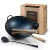 Starter kit - beavatott gömbölyű aljú wok+spatula+kefe