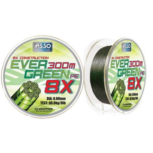 ASSO Evergreen PE X8 0,10mm/130m 8,3kg - fonott zsinór