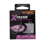 MIDDY Xtreme Carp Strong előkötött horog 15cm-es előkén - 12-es