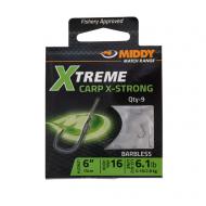 MIDDY Xtreme Carp X-Strong előkötött horog 15cm-es előkén - 16-os