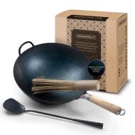 MammaFong Starter kit - beavatott gömbölyű aljú wok+spatula+kefe