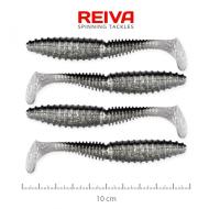 REIVA Zander Power Shad 10cm 4db/cs fekete ezüst-flitter gumihal