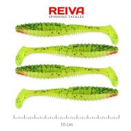 REIVA Zander Power Shad 10cm 4db/cs zöld narancs-flitter gumihal