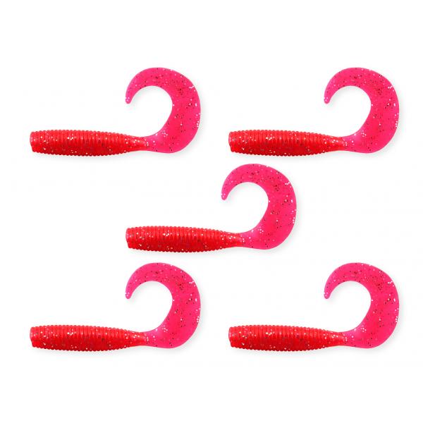 Twister 7,5cm  5db/cs piros-csillám